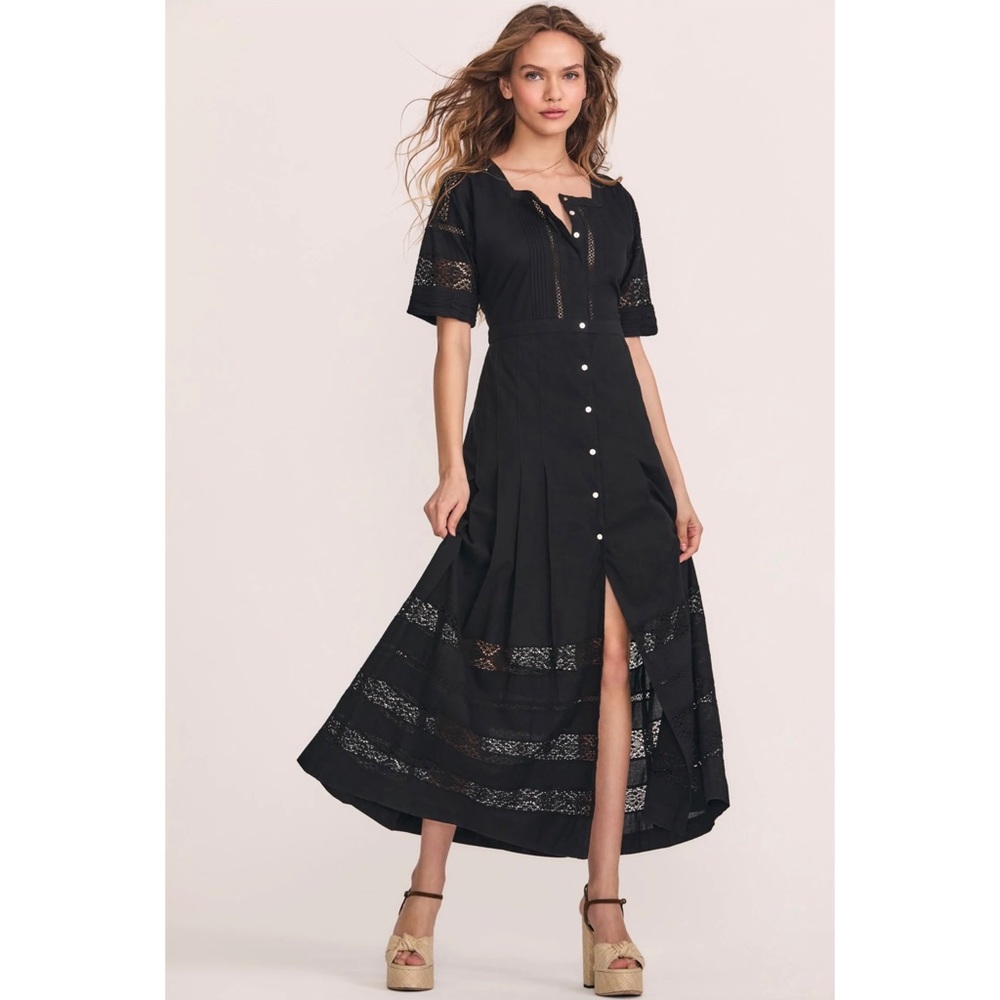 NWT LoveShackFancy Edie Midi Dress in Black